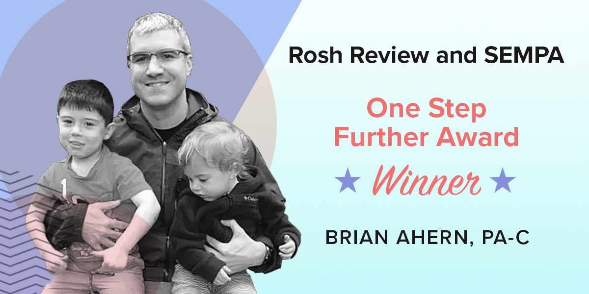 Brian Ahern, winner of the Rosh Review and SEMPA One Step Further Award